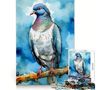 Puzzle Adulte Pigeon Aquarelle 1000 pièces Détente et mémoire Assemblage sécurisé Cadeau de Noël Chaleureux (38x52cm)