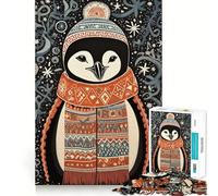 Puzzle Adulte Pingouin d'hiver 1000 pièces Jeu de réflexion Cadeau Découpe de Haute précision Activité relaxante en Groupe à l'intérieur (38x52cm)