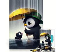 Puzzle Adulte Pingouin et Poussin sous la Pluie, 1000 pièces, Jeu de réflexion, Anti-Stress, Design à Assembler, Joli Cadeau (50x75cm)
