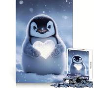 Puzzle Adulte Pingouin Tenant Un cœur, 1000 pièces, Jouet d'exercice Mental apaisant, Design à Assembler, Cadeau Original (50x75cm)