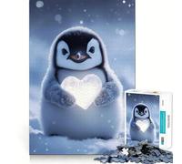 Puzzle Adulte Pingouin Tenant Un cœur, 1000 pièces, Jouet d'exercice Mental apaisant, Design à Assembler, Cadeau Original (50x75cm)