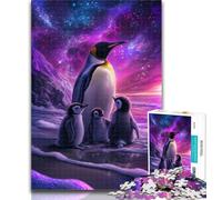 Puzzle Adulte Pingouins sous l'aurore boréale 1000 pièces pour Adultes et Adolescents, pour Passer Un Bon Moment à la Maison et améliorer l'amour Entre Couples 50x75cm