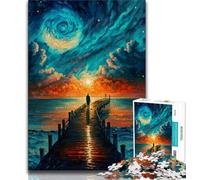 Puzzle Adulte Pont vers l'océan Peinture Puzzle pour Adultes 1000 pièces Design Dynamique et Unique Expérience de Puzzle relaxante et stimulante (50x75cm)