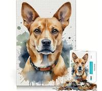 Puzzle Adulte Portrait de Chien à l'aquarelle,1000 pièces,Jeu de réflexion,Cadeau,découpe de Haute précision,activité relaxante à Faire en Groupe à l'intérieur (38x26cm)