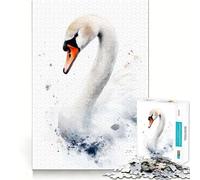 Puzzle Adulte Portrait de Cygne à l'aquarelle 1000 pièces Découpe de Haute précision Facile à Apprendre Plaisir en Famille (38x26cm)