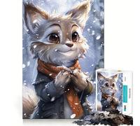 Puzzle Adulte Portrait de Renard en Hiver 1000 pièces Découpe de Haute précision Facile à Apprendre Plaisir en Famille (50x75cm)