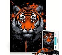 Puzzle Adulte Portrait de Tigre avec éclaboussures Orange », 1000 pièces, Jeu d'exercice Mental, détente, pour Les vœux du Père Noël 50x75cm
