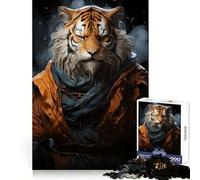 Puzzle Adulte Portrait de Tigre Guerrier 1000 pièces Détente et mémoire Assemblage sécurisé Cadeau de Noël Chaleureux (38x26cm)