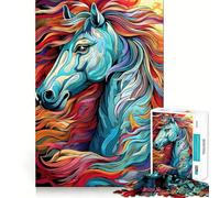 Puzzle Adulte Portrait d'un Cheval, 1000 pièces, Casse-tête, détente mentale, Motif à Assembler, Cadeau du Père Noël (38x26cm)