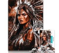 Puzzle Adulte Princesse Indienne et Le Loup 1000 pièces pour Adultes et Adolescents à partir de 14 Ans Jeu Impossible pour Adultes et Adolescents (50x75cm)