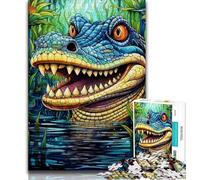Puzzle Adulte psychédélique Crocodile du Nil 1000 pièces Cadeaux pour Adolescents Jouets éducatifs Anti-Stress renforce l'amour Entre Couples (26x38cm)