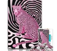 Puzzle Adulte psychédélique léopard Rose 1000 pièces, Difficile à compléter mais Amusant et Humoristique avec Affiche et fiche de Questions-réponses Assorties 38x52cm
