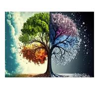 Puzzle Adulte Puzzle 1000 pièces Arbre des Quatre Saisons Puzzles Adultes à partir de 14 Ans Puzzles de Famille