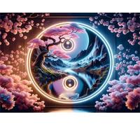 Puzzle Adulte Puzzle 1000 pièces Fleurs Yin et Yang Puzzles Adultes à partir de 14 Ans Puzzles de Famille