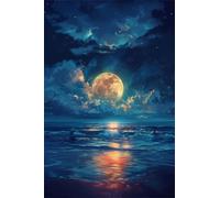 Puzzle Adulte Puzzle 1000 pièces Paysage de la mer et de la Lune Puzzles Adultes à partir de 14 Ans Puzzles de Famille