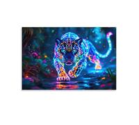 Puzzle Adulte - Puzzle 1000 piècesNeon Jaguar Jungle Adultes et Enfants dès 14 Ans - Puzzle de qualité supérieure 38x52cm
