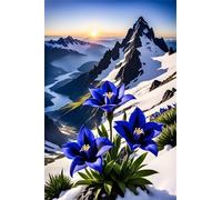 Puzzle Adulte Puzzle 1500 pièces Fleurs des Montagnes enneigées Puzzles Adultes à partir de 14 Ans Puzzles de Famille