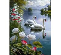 Puzzle Adulte Puzzle 1500 pièces Fleurs du lac des cygnes Puzzles Adultes à partir de 14 Ans Puzzles de Famille