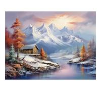 Puzzle Adulte Puzzle 1500 pièces Les rivières des Montagnes enneigées Puzzles Adultes à partir de 14 Ans Puzzles de Famille