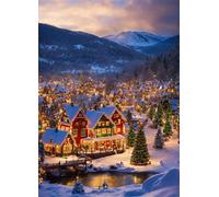 Puzzle Adulte Puzzle 1500 pièces Noël dans Une Petite Ville Puzzles Adultes à partir de 14 Ans Puzzles de Famille