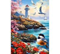 Puzzle Adulte Puzzle 1500 pièces Paysage de cabane en Bord de mer Puzzles Adultes à partir de 14 Ans Puzzles de Famille
