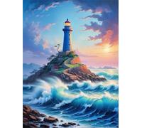 Puzzle Adulte Puzzle 300 pièces Vagues du Phare Puzzles Adultes à partir de 14 Ans Puzzles de Famille