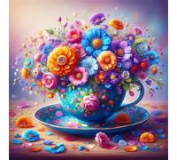 Puzzle Adulte, Puzzle 35 pièces pour Adultes, Jeu éducatif défi Jouet, Détente & Relaxation, Puzzles Impossible pour Jeu Activité Familiale Tasse à thé de Fleur colorée