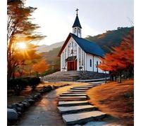 Puzzle Adulte, Puzzle 35 pièces pour Adultes, Jeu éducatif défi Jouet, Détente & Relaxation, Puzzles Impossible pour Jeu Activité Familiale Route de l’église d’Autumn