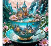 Puzzle Adulte, Puzzle 500 pièces pour Adultes, Jeu éducatif défi Jouet, Détente & Relaxation, Puzzles Impossible pour Jeu Activité Familiale Tasse à thé Château Cascade