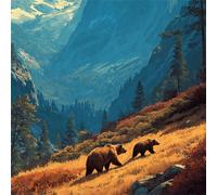 Puzzle Adulte, Puzzle 500 pièces pour Adultes, Jeu éducatif défi Jouet, Détente & Relaxation, Puzzles Impossible pour Jeu Activité Familiale Ours à flanc de Colline en Milieu Sauvage