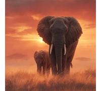 Puzzle Adulte, Puzzle 500 pièces pour Adultes, Jeu éducatif défi Jouet, Détente & Relaxation, Puzzles Impossible pour Jeu Activité Familiale Nature Sauvage de l’éléphant du Soleil