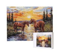 Puzzle Adulte - Puzzle 5000 pièces - Cheval de Coucher de Soleil -Enfants Haut 14 Ans - Puzzles de Qualité Supérieure - Puzzles pour Adultes Jeu éducatif Challenge Toy Cadeaux 5000 pièces k-845