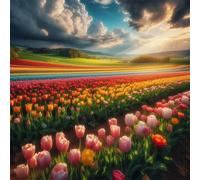 Puzzle Adulte - Puzzles 100 pièces - Champs de Fleurs Arc-en-Ciel - DIY Puzzles,Décoration Familiale,Cadeaux de Vacances Puzzle Jouet