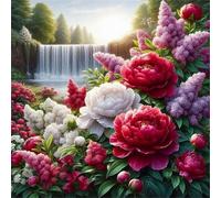 Puzzle Adulte - Puzzles 100 pièces - Fleurs de Paysage de Cascade - DIY Puzzles,Décoration Familiale,Cadeaux de Vacances Puzzle Jouet