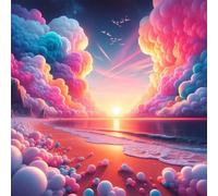 Puzzle Adulte - Puzzles 100 pièces - Paysage de Coucher de Soleil avec des Nuages colorés - DIY Puzzles,Décoration Familiale,Cadeaux de Vacances Puzzle Jouet