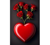 Puzzle Adulte - Puzzles 1000 pièces - Fleurs de Coeur Rouge - DIY Puzzles en Bois,Décoration Familiale,Cadeaux de Vacances Puzzle Jouet