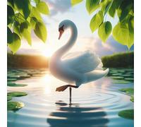 Puzzle Adulte - Puzzles 150 pièces - Lever de Soleil sur Le lac des cygnes - DIY Puzzles,Décoration Familiale,Cadeaux de Vacances Puzzle Jouet
