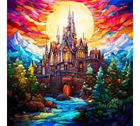 Puzzle Adulte - Puzzles 150 pièces - Paysage Abstrait du château - DIY Puzzles,Décoration Familiale,Cadeaux de Vacances Puzzle Jouet