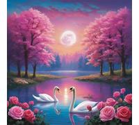 Puzzle Adulte - Puzzles 150 pièces - Paysage de Roses du Lac des Cygnes - DIY Puzzles,Décoration Familiale,Cadeaux de Vacances Puzzle Jouet