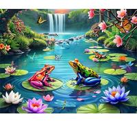 Puzzle Adulte - Puzzles 1500 pièces - Grenouille du lac Lotus - DIY Puzzles,Décoration Familiale,Cadeaux de Vacances Puzzle Jouet