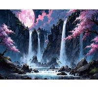 Puzzle Adulte - Puzzles 1500 pièces - Paysage de Cascade au Clair de Lune - DIY Puzzles,Décoration Familiale,Cadeaux de Vacances Puzzle Jouet