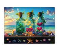 Puzzle Adulte - Puzzles 200 pièces - Bouteille à souhaits Étoile de mer - DIY Puzzles,Décoration Familiale,Cadeaux de Vacances Puzzle Jouet