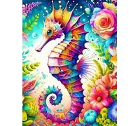 Puzzle Adulte - Puzzles 200 pièces - Fleurs d'hippocampe colorées - DIY Puzzles,Décoration Familiale,Cadeaux de Vacances Puzzle Jouet