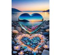 Puzzle Adulte - Puzzles 200 pièces - Pierres de Plage en Forme de cœur - DIY Puzzles,Décoration Familiale,Cadeaux de Vacances Puzzle Jouet