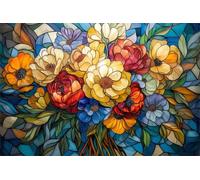 Puzzle Adulte - Puzzles 30 pièces - Fleurs en vitrail - DIY Puzzles,Décoration Familiale,Cadeaux de Vacances Puzzle Jouet