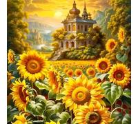 Puzzle Adulte - Puzzles 300 pièces - Château de Paysage de Tournesol - DIY Puzzles,Décoration Familiale,Cadeaux de Vacances Puzzle Jouet