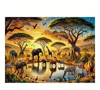 Puzzle Adulte - Puzzles 500 pièces - Animaux de la Savane Africaine - DIY Puzzles,Décoration Familiale,Cadeaux de Vacances Puzzle Jouet