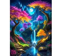 Puzzle Adulte - Puzzles 500 pièces - Cascade du Bosquet au Clair de Lune - DIY Puzzles,Décoration Familiale,Cadeaux de Vacances Puzzle Jouet