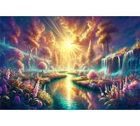 Puzzle Adulte - Puzzles 500 pièces - Fleurs de la rivière Sunshine - DIY Puzzles,Décoration Familiale,Cadeaux de Vacances Puzzle Jouet