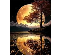 Puzzle Adulte - Puzzles 500 pièces - Lac de l'arbre de la Lune Dorée - DIY Puzzles,Décoration Familiale,Cadeaux de Vacances Puzzle Jouet
